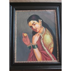 Ravi Varma - Lady with fruit - Tanjore